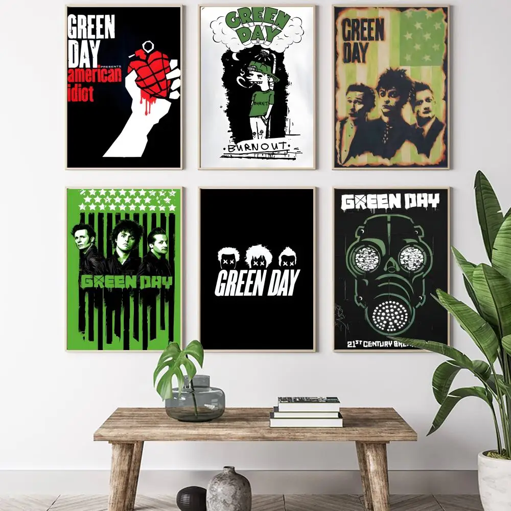 Vintage Poster Green Day Rock Band Retro Painting Calligraphy HD Canvas Poster living room bedroom bar aesthetic decoration