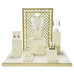 Jewelry Rack Display All Beige Microfiber Window Necklace Ring Jewelry Display Props High-End Display Props Free Combination
