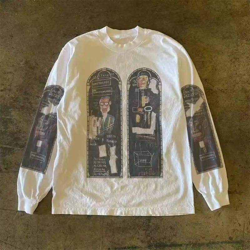 

High Street Trend Harajuku Y2K Personalized Printed Loose Cotton T-shirt Men Retro Classic Punk Rock Casual Versatile Top Women