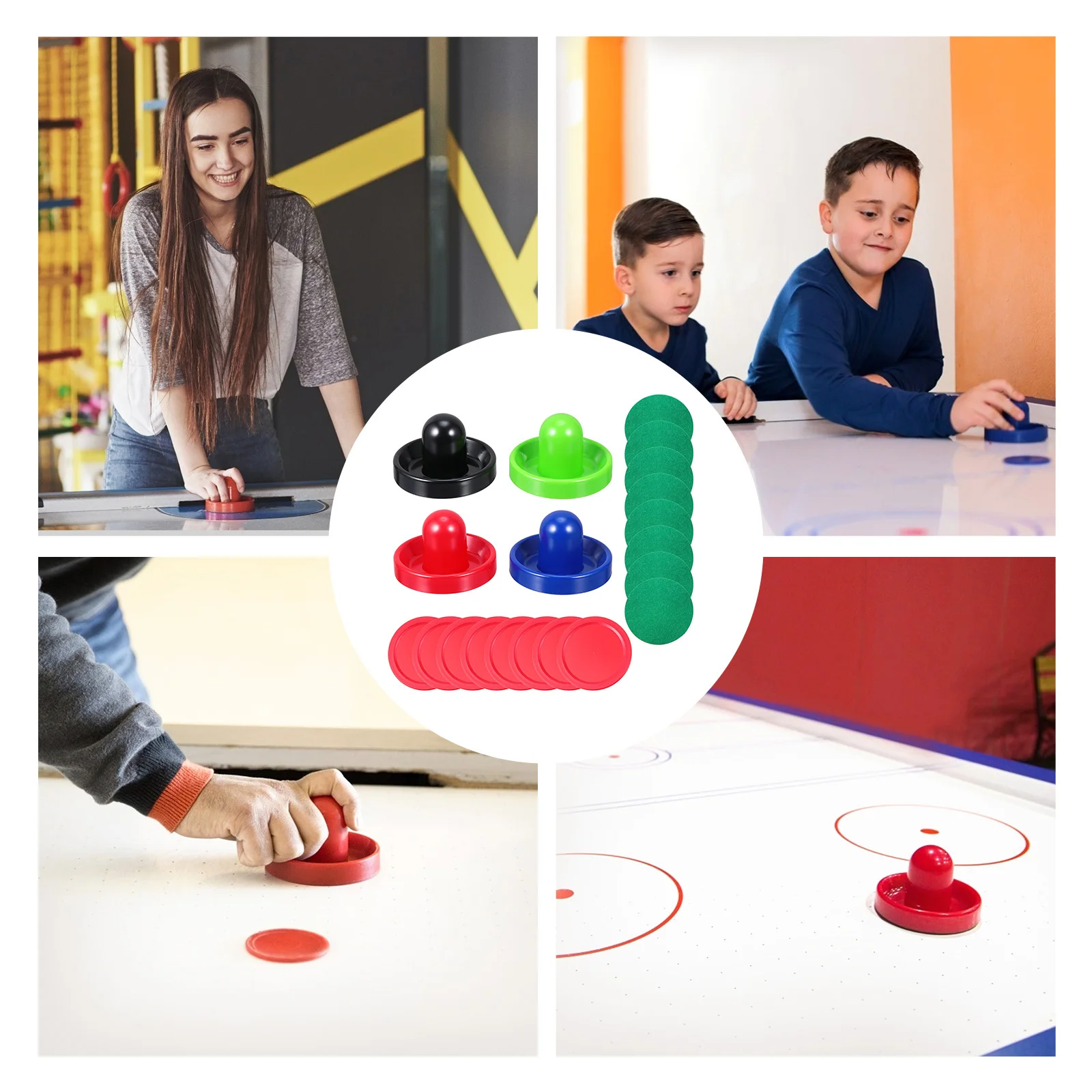 

1Set Hockey Accessories Plastic Air Hockey Pusher Puck Set Lightweight Sturdy Replacement Parts for Game Table Top