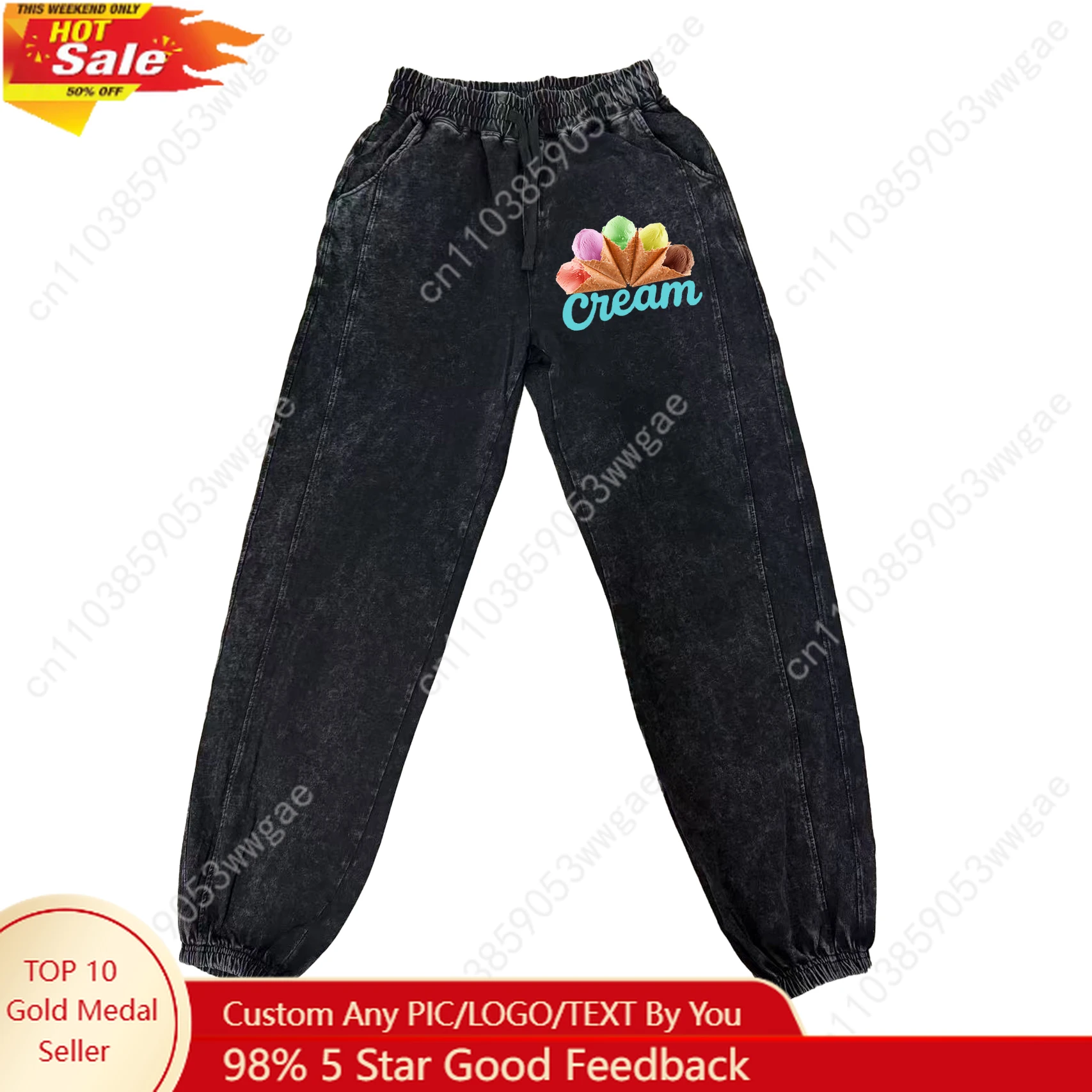

Ice Cream Pants Mans Womans Teenagers Retro Vintage Trousers Fashion High Quality Elastic Sweatpant Custom Made Pant With Pocket