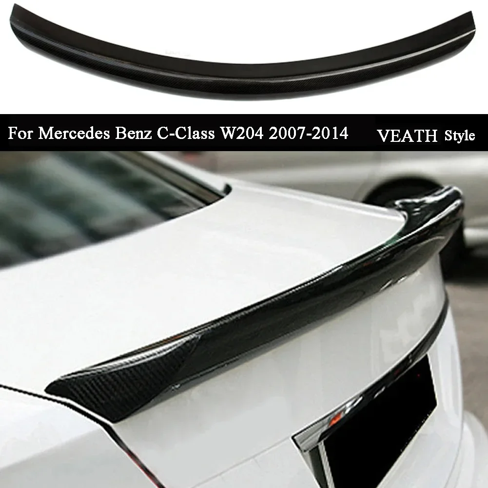 Car Carbon Fiber Rear Trunk Spoiler For Mercedes Benz C-Class W204 2007 2008 2009 2010 2011 2012 2013 2014 VEATH Style