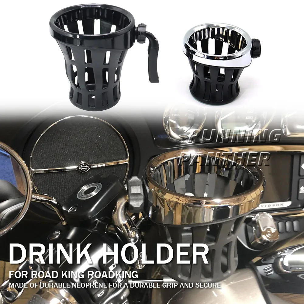 

FOR ROAD KING ROADKING Drink Holder Habitat Chrome and Rubber WITH PERCH MOUNT