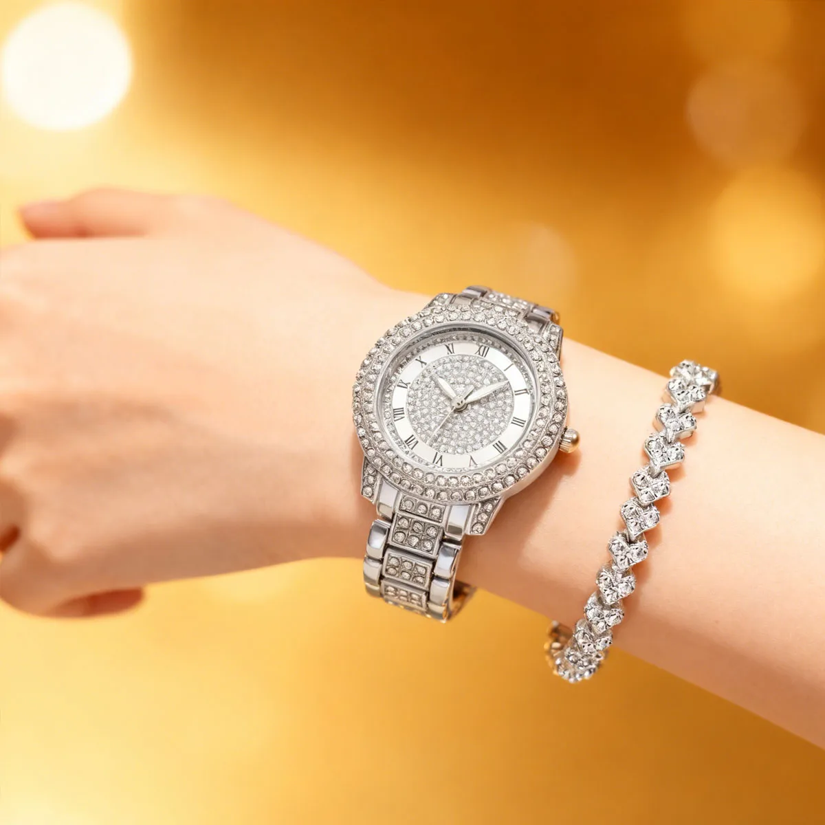 

2 шт./компл.-элегантный женский комплект украшений для кварцевых часов, идеальный подарок для семьи и друзей