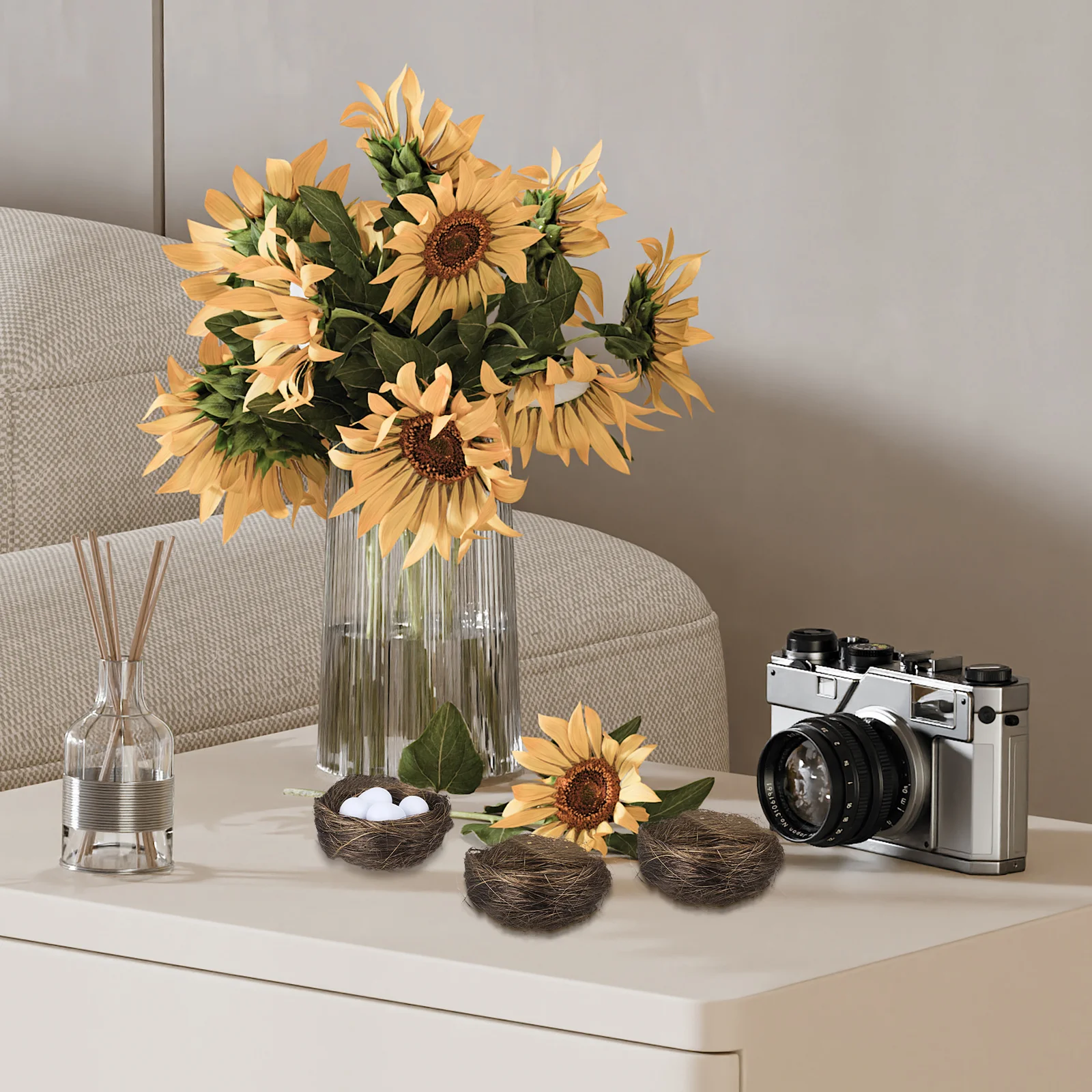 

16pcs Bird Nest Plate Decor Simulated Nest For Easter Garden Party Photography Prop Mini Landscape Ornament Birdcage Decor Craft