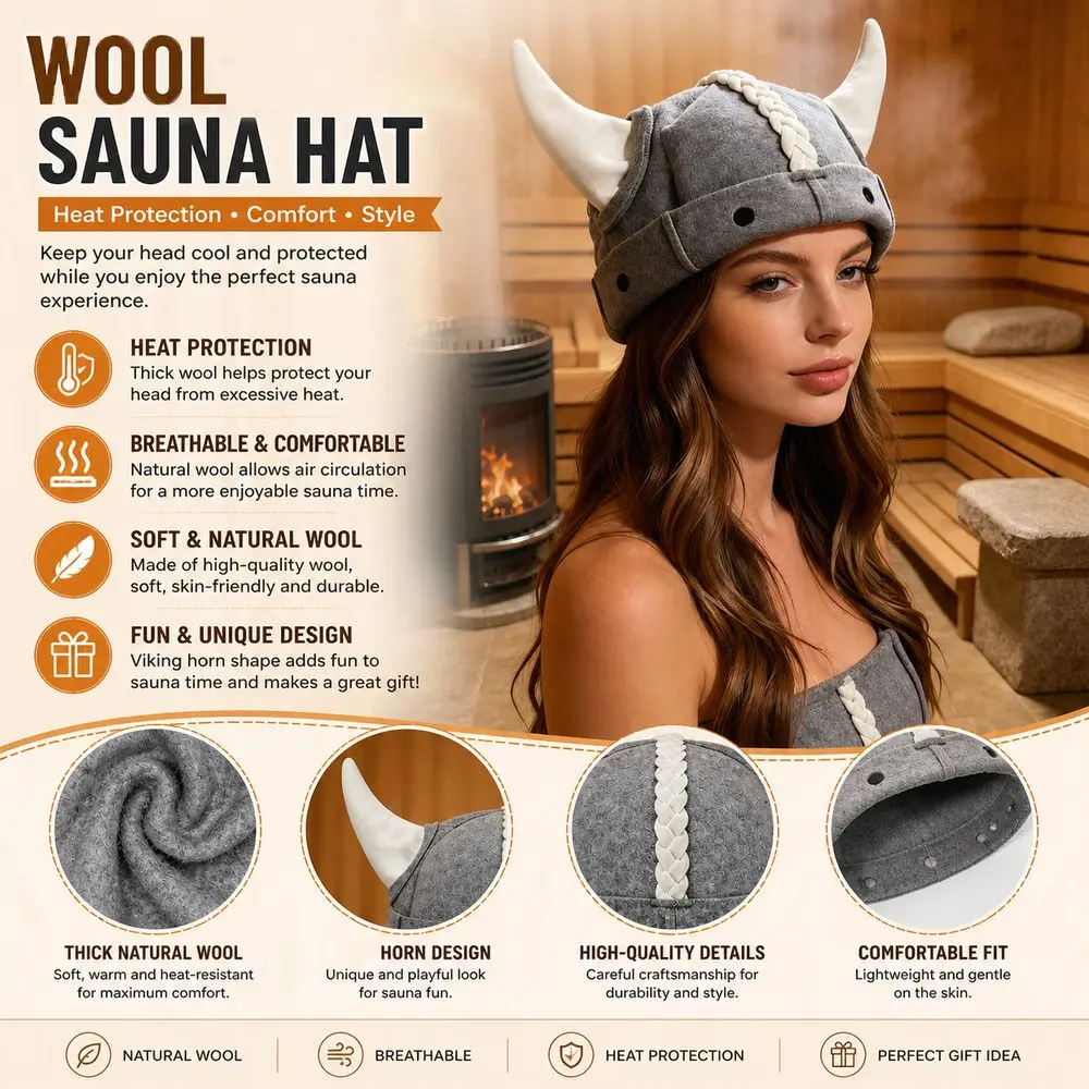Gifts Wool Felt Material Sauna Hat Heat Resistant Unisex Wool Felt Sauna Hat Steam Bath Headwear Festival Events