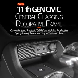 For Honda 11th Gen Civic 2022-2025 Car Interior Center Console Cigarette Lighter Panel USB Charge Socket Cover Molding Trim