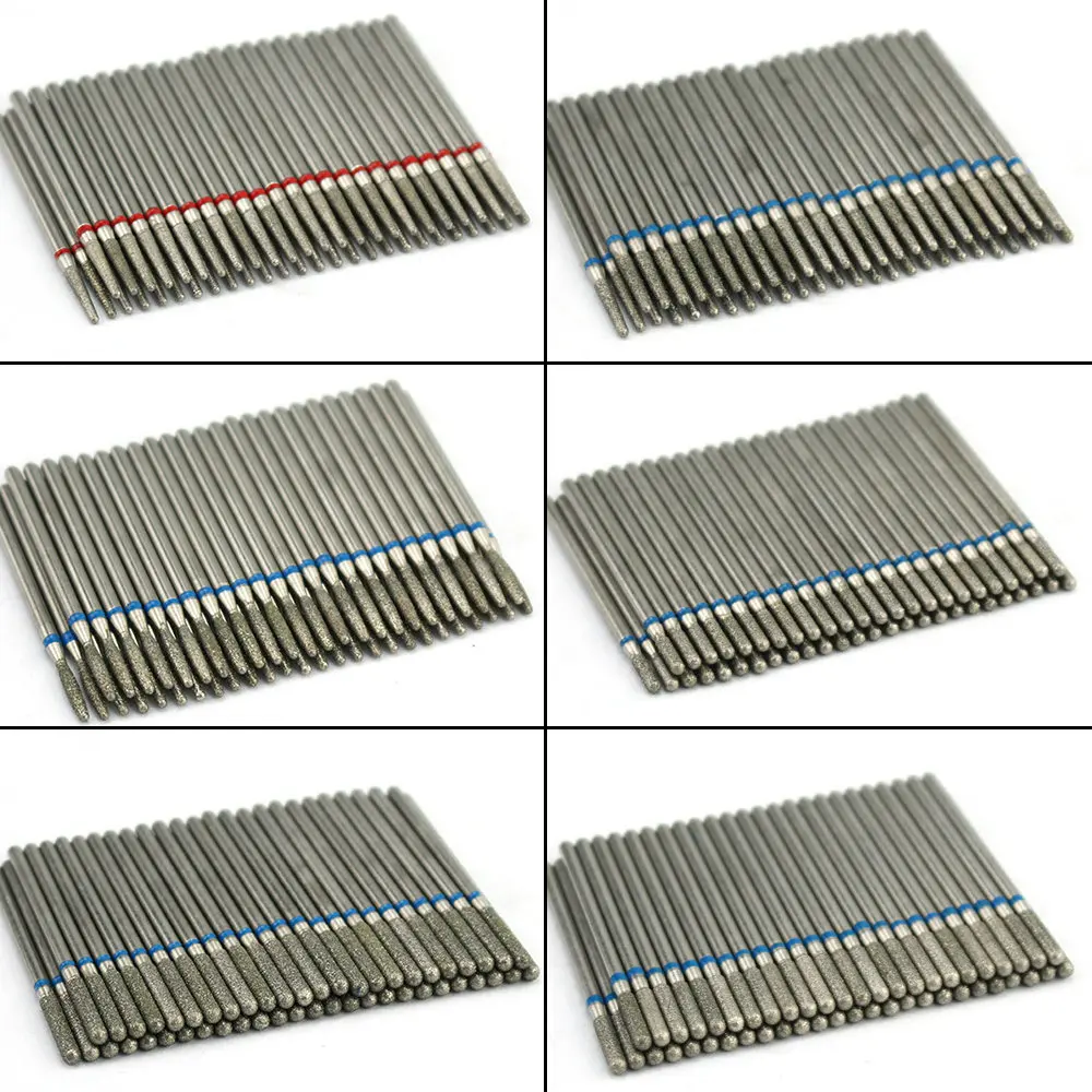 50個/セット ネイルドリルビット ダイヤモンドミリングカッター マニキュア用電動ツール ネイルファイル ジェル除去 バリ取り ネイル機器アクセサリー