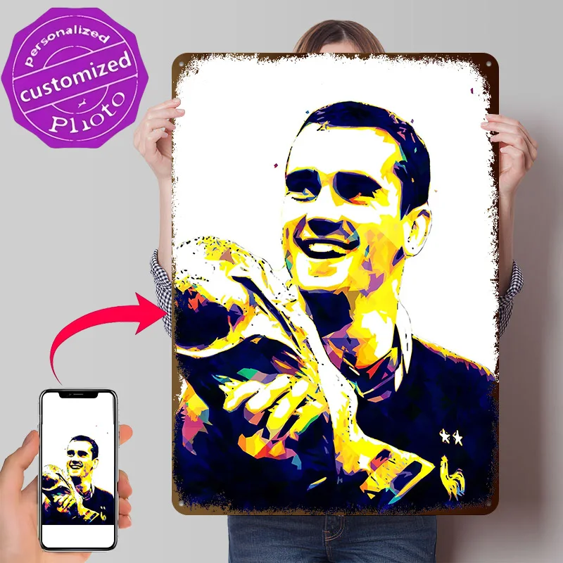 Antoine Griezmann Pop Art 3D Texture Metal Poster Customized Wall Art Tin Sign Gift for Mancave Office Decor Room Wand Deko Home