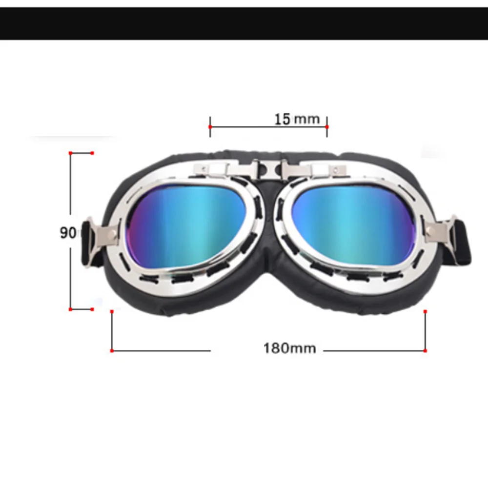 Occhiali da moto Occhiali, Moto Pilot Steampunk Vintage ATV Biker Scooter Cruiser Jet Casco Ciclismo Occhiali da sole da sci