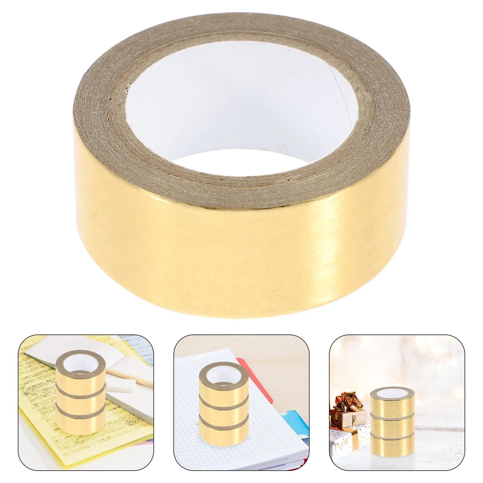 

3 Rolls Decoration Pocket Tape Diy Washi Cute Decorate Aesthetic Colored Stickers Golden for Journaling Scrapbooking