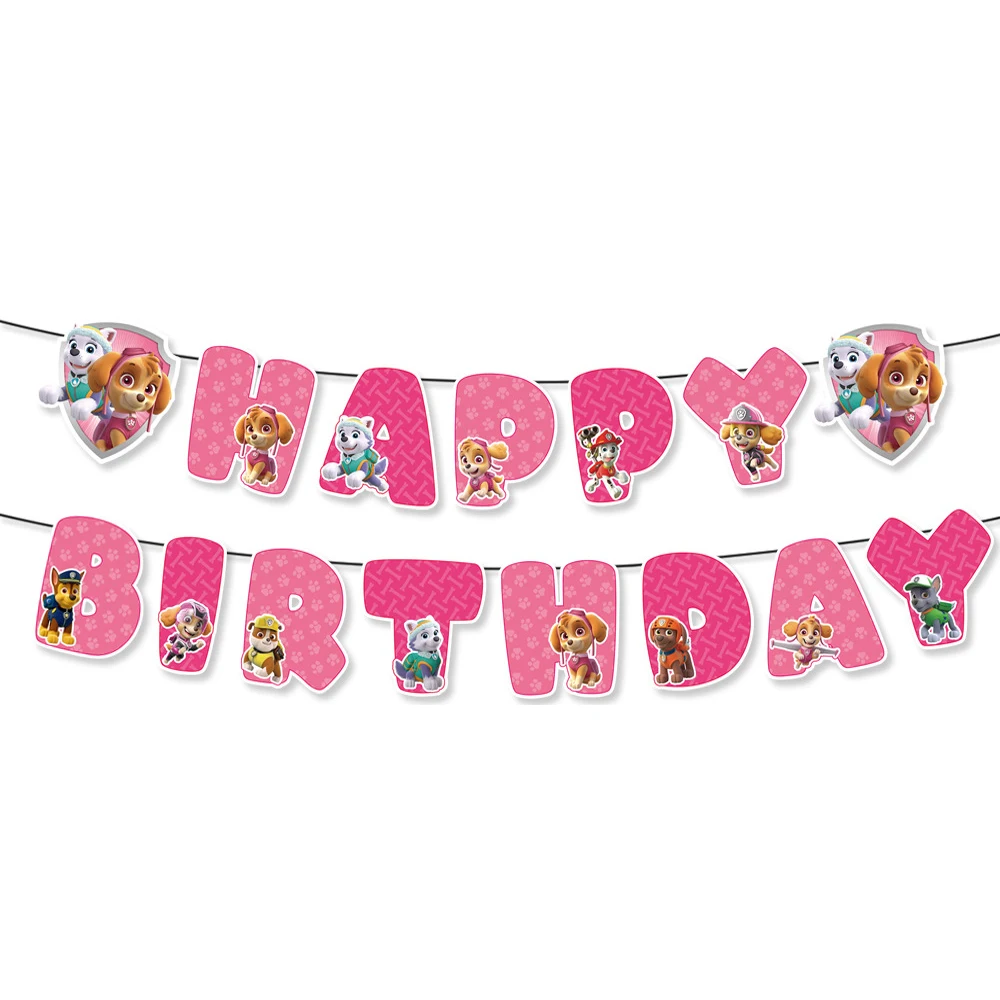 Paw Patrol Happy Birthday Banner Feestdecoratie Hond Skye Vlaggenbanner Hond Wimpel Paw Patrol Feestartikelen Decoratie Benodigdheden
