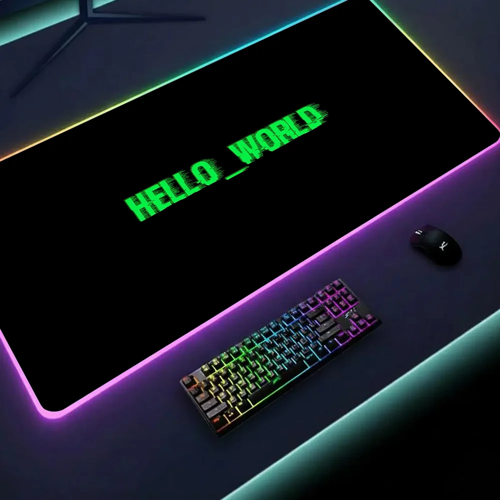 Home H-Hello Cute Mouse Pad Gaming MousePad LED Table Pads Micro USB Backlit Rubber RGB Desk Mats Desktop XXL