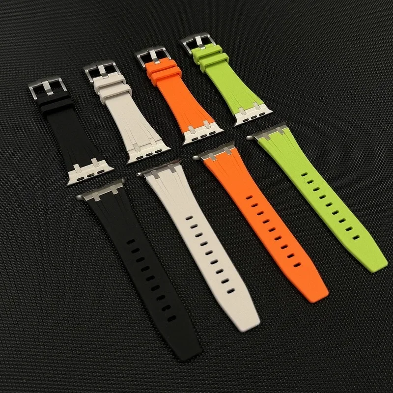 Stone Pattern Liquid Silicone Strap For Apple Watch Band Ultra 2 49mm Bracelet iWatch 10 9 8 7 6 5 4 SE 45mm 44mm 46mm Correa