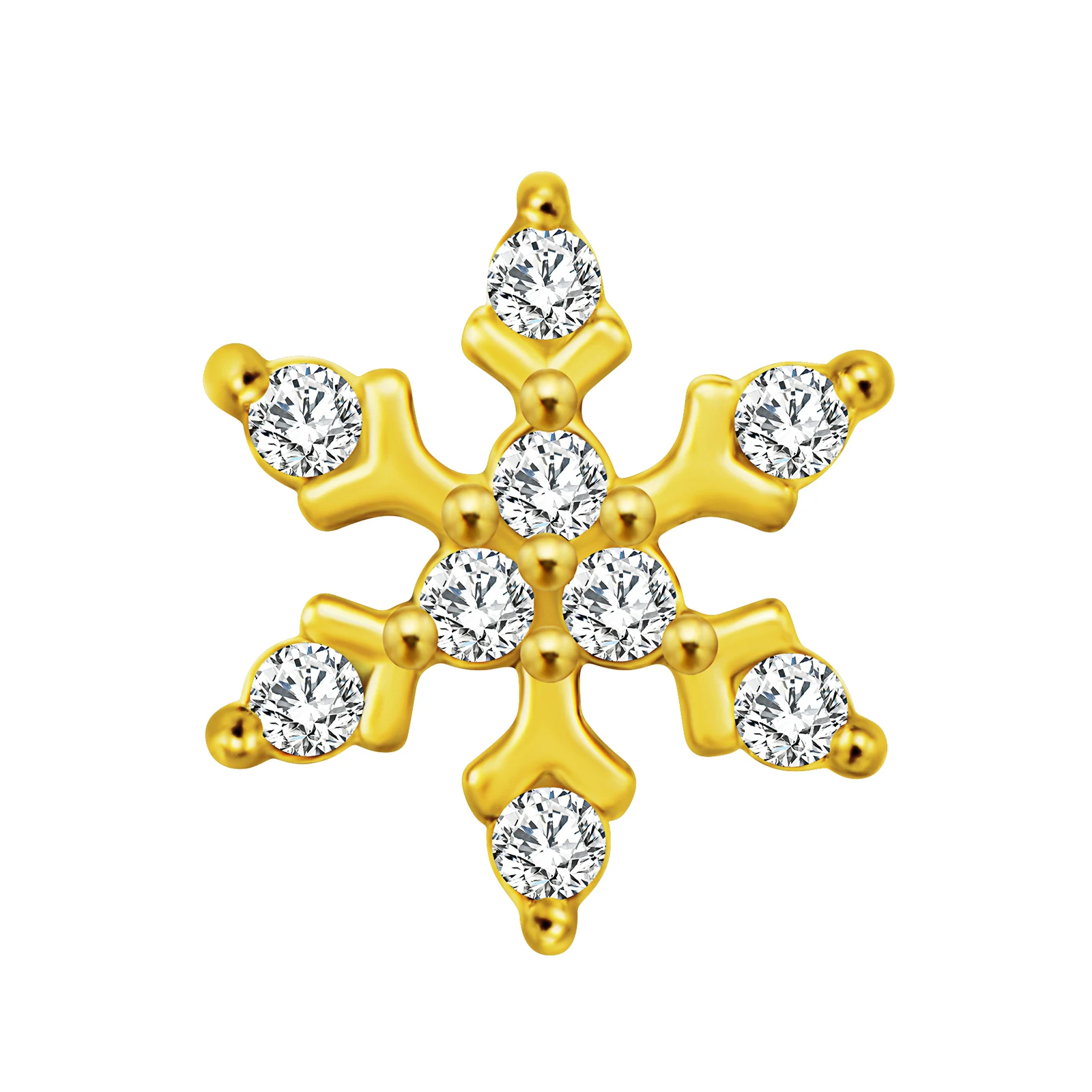Snowflake Earrings Labret Tragus Daith Cartilage Piercing 100% 316L Surgical Steel CZ Internal thread Flat Back Body Jewelry