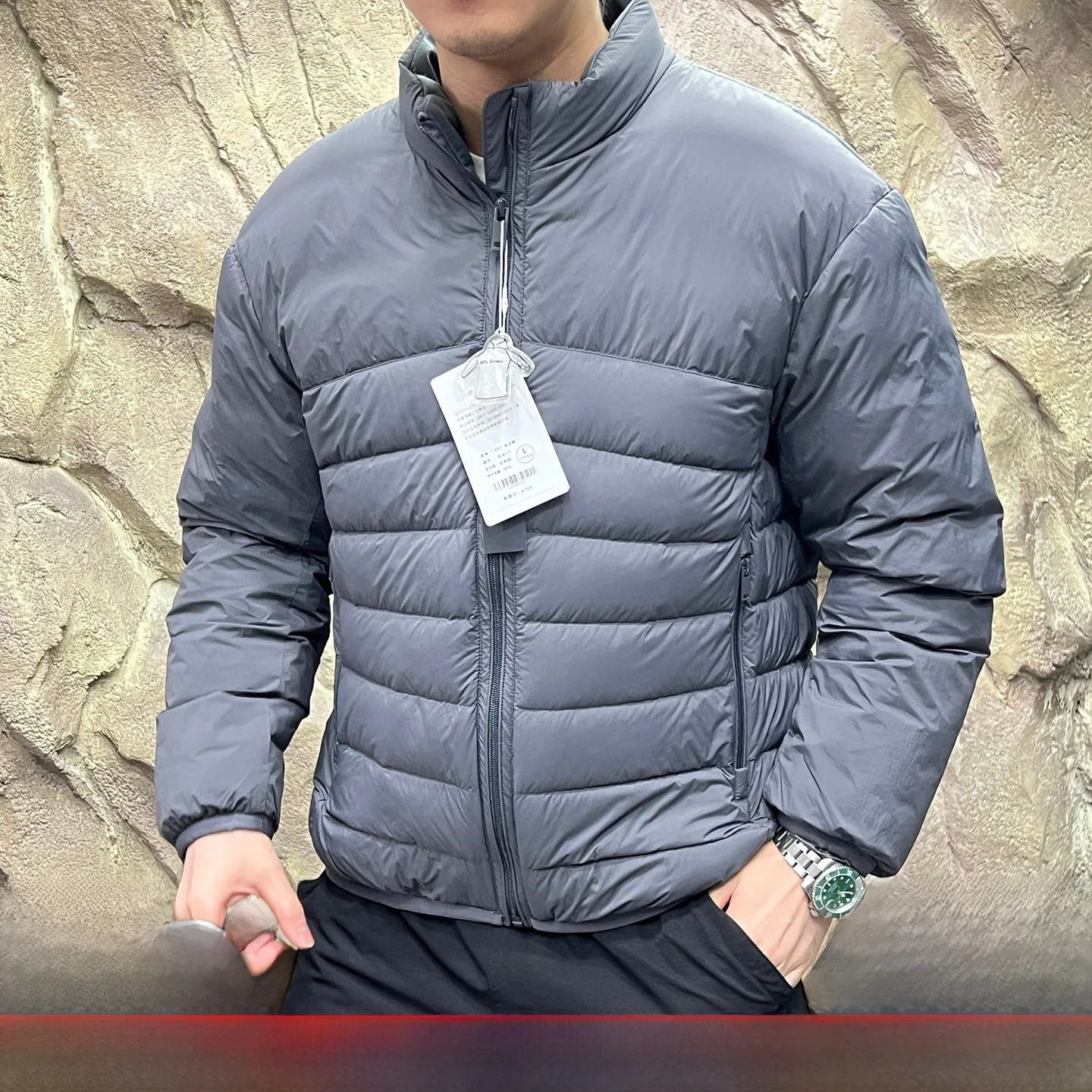 

Thiened Soft Warm Fabric High Lo 90 White Du down Winter Couple Stand Collar down Jaet Trendy Outdoor Sle Zipper Cl...