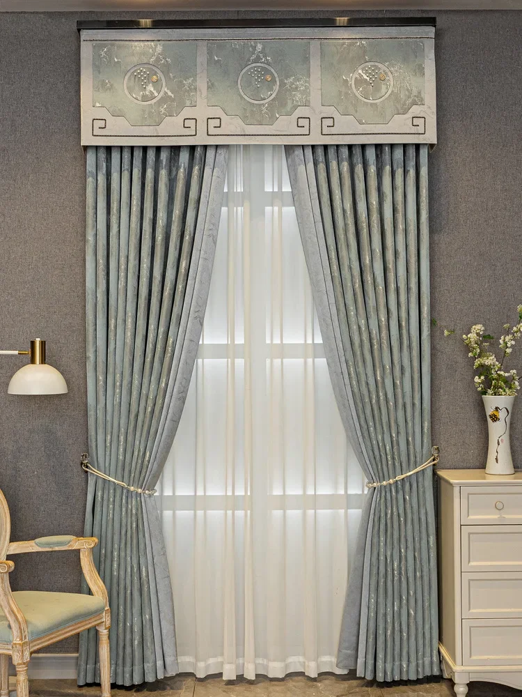 

Custom Size Villa Special Infinite Height Thickened New Curtain Fabric Finished Product Curtains for Living Dining Room Bedroom