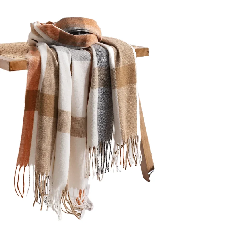 

Fashion Trend Plaid Scarf Women Luxury Autumn Winter Cashmere Thermal Warm Scarves Shawl Clothing Accessories Gift
