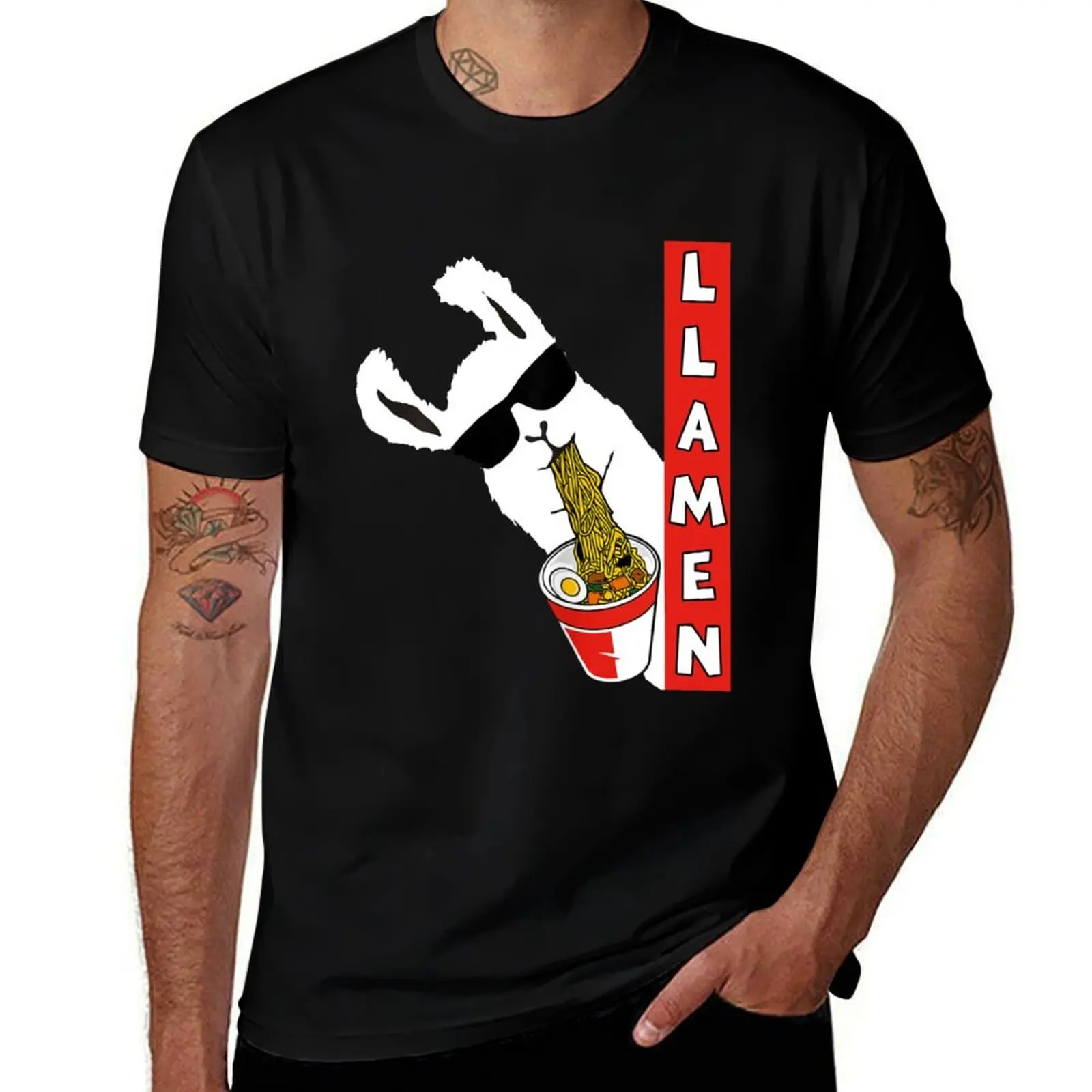 Funny LLAMAALPACA RAMEN - cool llama llamen eating japanese noodles T-Shirt Sweat Absorbing Sports Tee Shirt T-Shirt