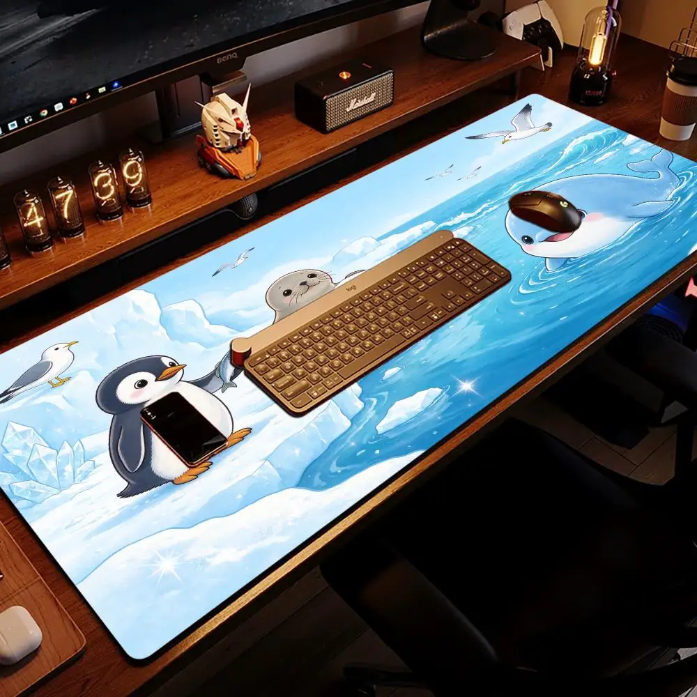 Ice Snow Polar Animal Mouse Pad Large Size Smooth Cloth Surface For Winter Desk Decor
