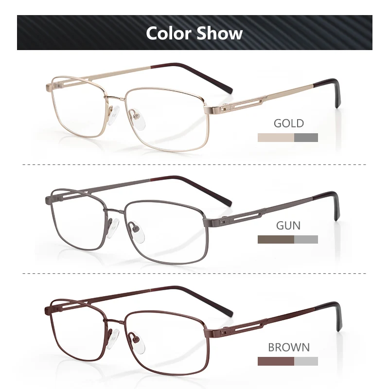 BLUEMOKY Metal Rectangular Prescription Glasses,Man Square Optical Glasses with Recipe,Anti Blue Light Progressive Myopia Lenses