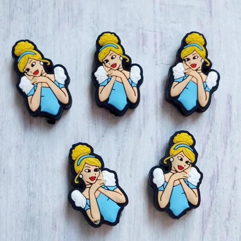 10 stücke Disney Prinzessin Silikon Perlen bpa frei Silikon Baby DIY Schnuller Kette Clips Perlen Stift Neugeborenen Spielzeug Schmuck Zubehör