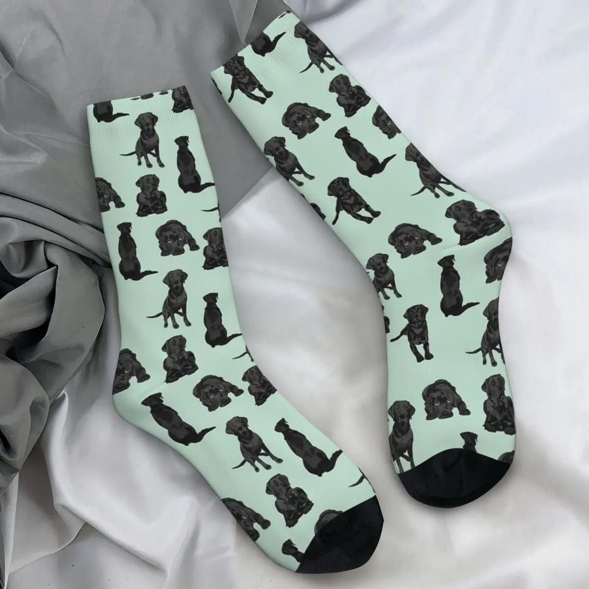 Black Labrador Retriever Dog Socks Pet Animal Funny Stockings Autumn Anti Skid Adults Men Socks Medium Soft Skateboard Socks