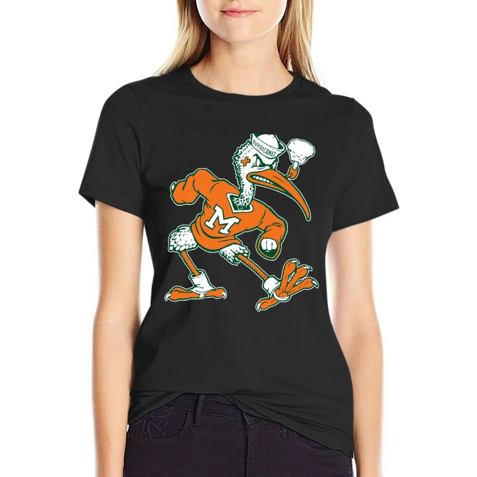 Vintage Sebastian Mascot of Univ. of Miami Mascot T-Shirt sports fans Aesthetic clothing heavyweights tops for Women