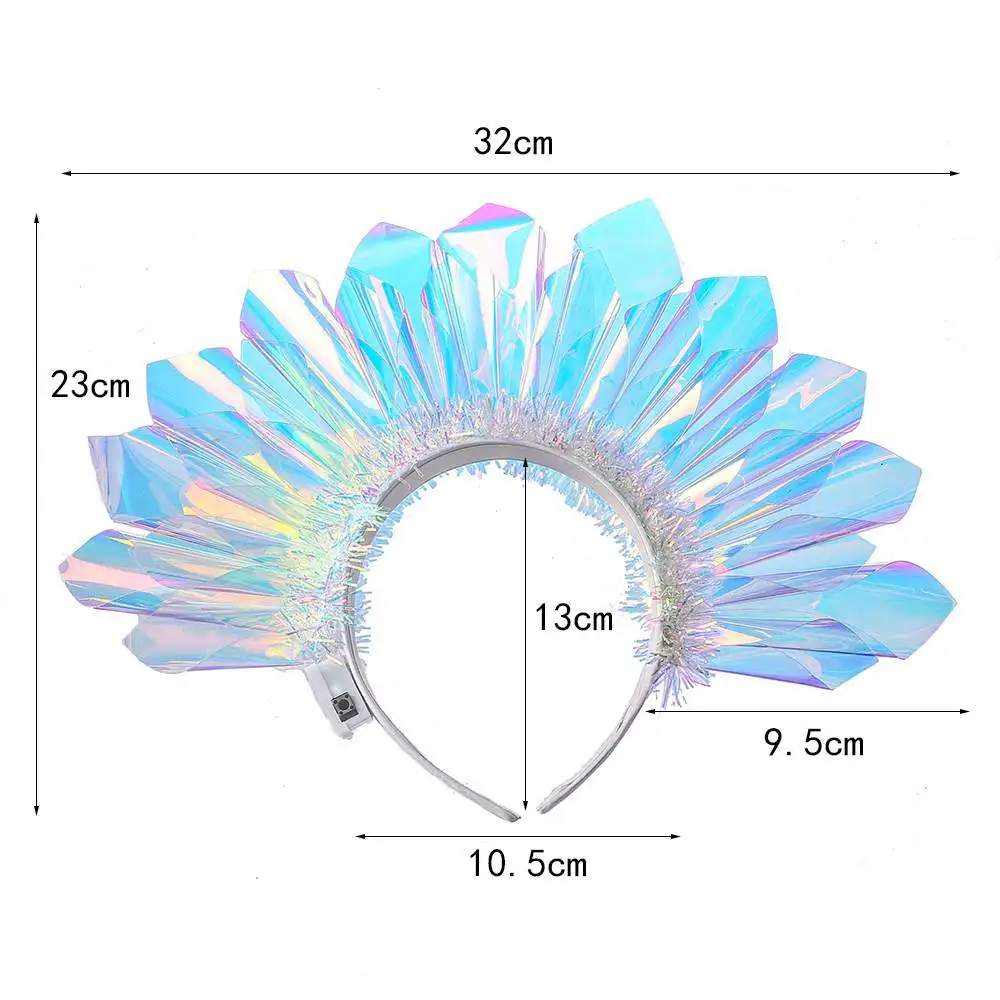 ヘッドバンドと光沢のあるレーザーバンド,点滅するアドレス,ライトクラウン,ディスコのコスプレ,パーティーヘッドウェア
