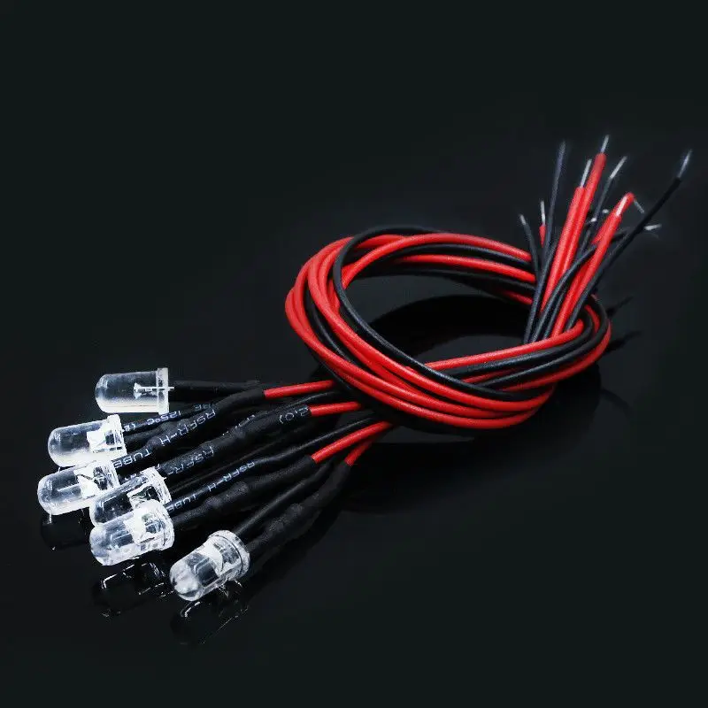 10PCS LED Lights 3mm/5mm 12v for 1/10 RC Crawler Drift Car TRX4 Defender AXIAL SCX10 D90 1/14 Tamiya RC Truck Scania Actros Part