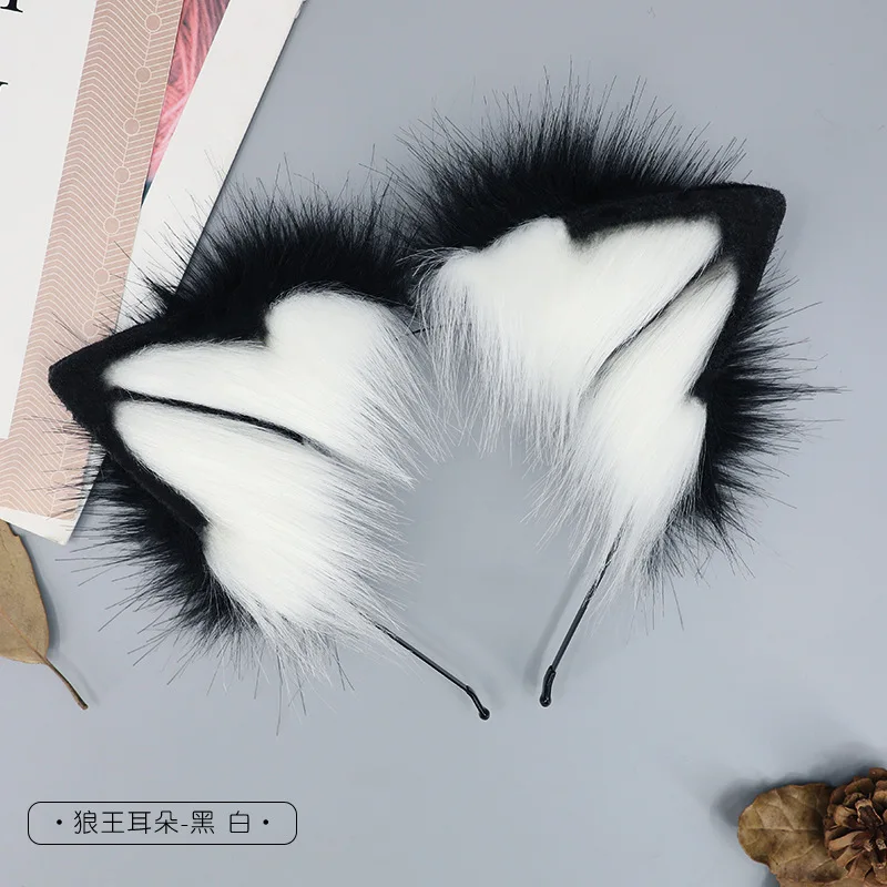 Diadema de orejas de lobo para mujer, diadema Kawaii Lolita, aro de pelo para Cosplay JK Girl, accesorios de Cosplay de oreja de zorro, tocado Sexy, tocado de felpa