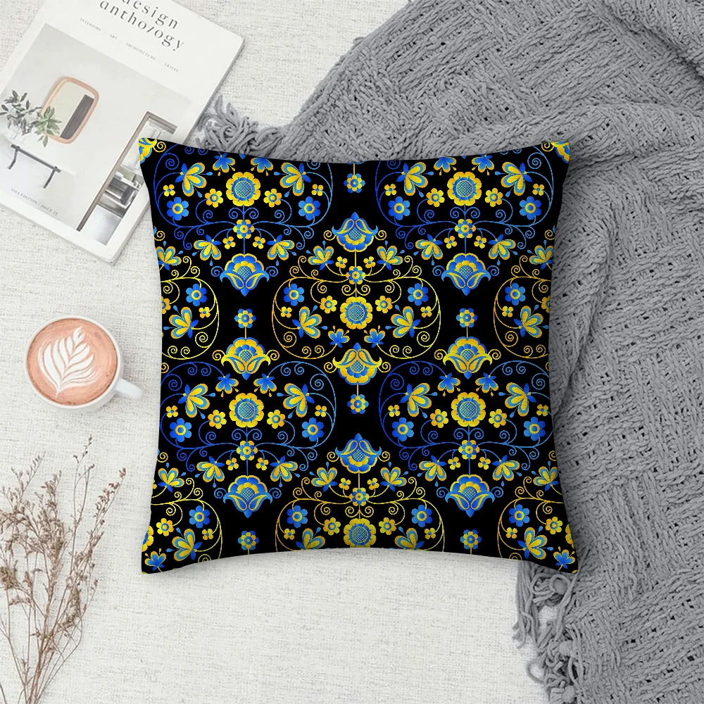 

Ukrainian Folk Pattern Pillow Case Sofa Decorative Home Double-sided Printing Short Plush Cushion Cover Throw Pillow Cover Gifts