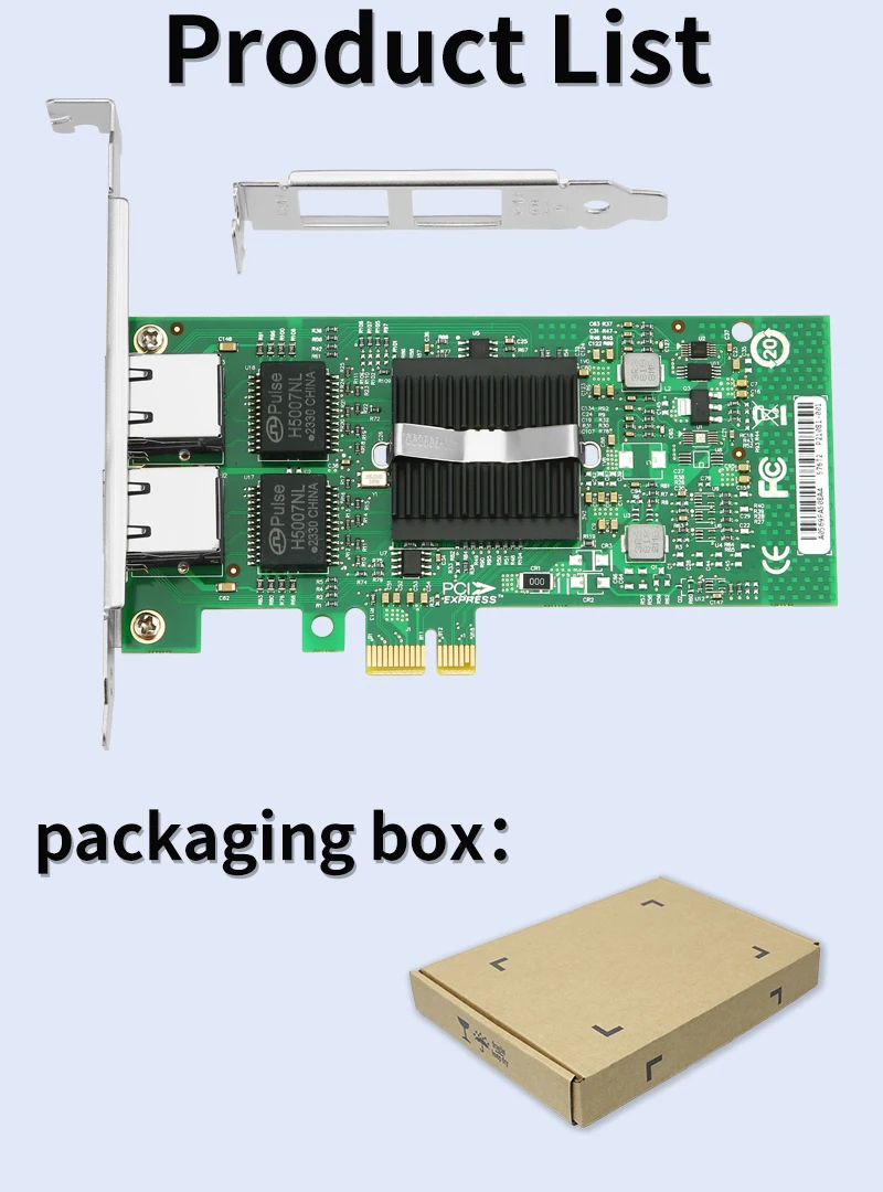 بطاقة شبكة Intel 82576-T2 ثنائية المنفذ PCI-E X1 جيجابت إيثرنت 10/100/1000 ميجابت في الثانية محول LAN وحدة تحكم سلكية NIC Server PC