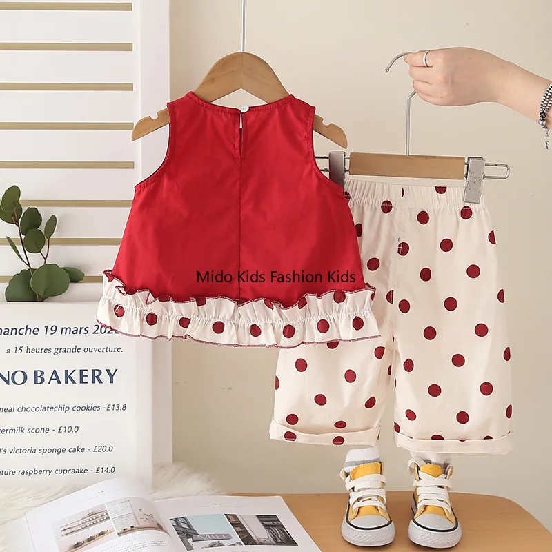 2026 New Summer Kids Girls Plaid Sleeveless Top & Shorts 2PCS Princess Outfit for 80-120cm
