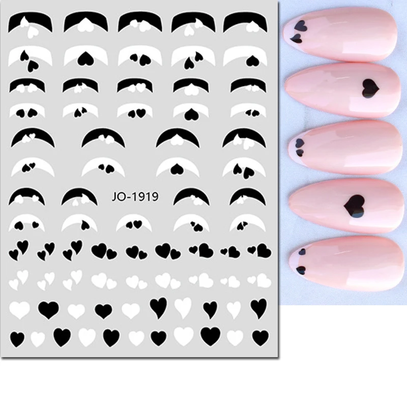 3d schöne rosa Herzen lieben Formen Französisch Tipps Nail Art Aufkleber selbst klebende Schieber Nagel Aufkleber Dekoration Maniküre Zubehör