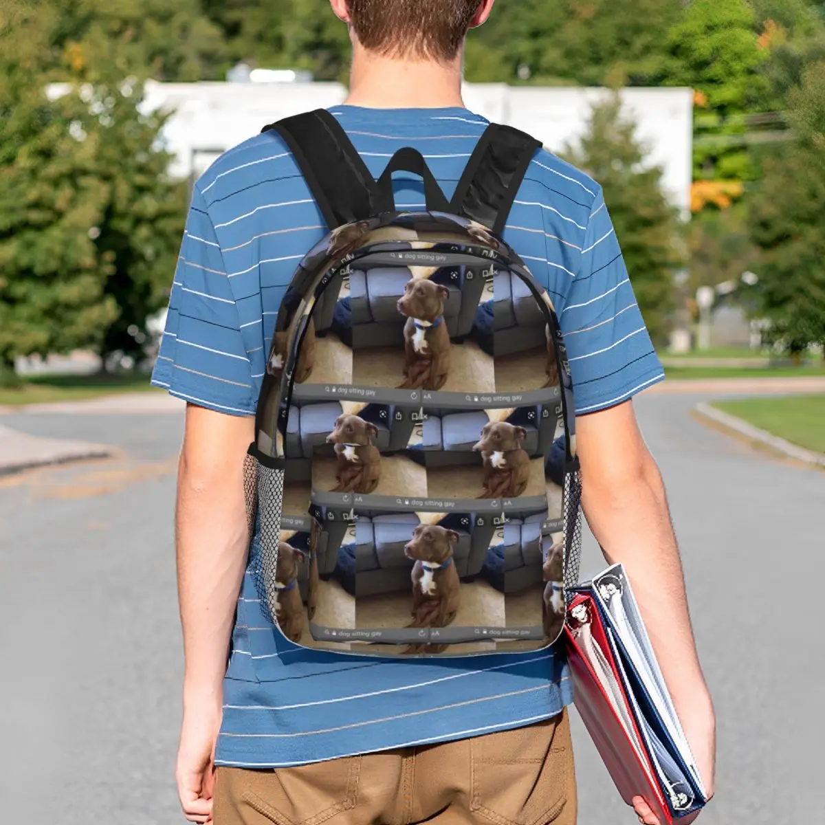 Dog Sitting Gay Backpack Student BookBag Boys Girls School Bag Laptop Shoulder Bags