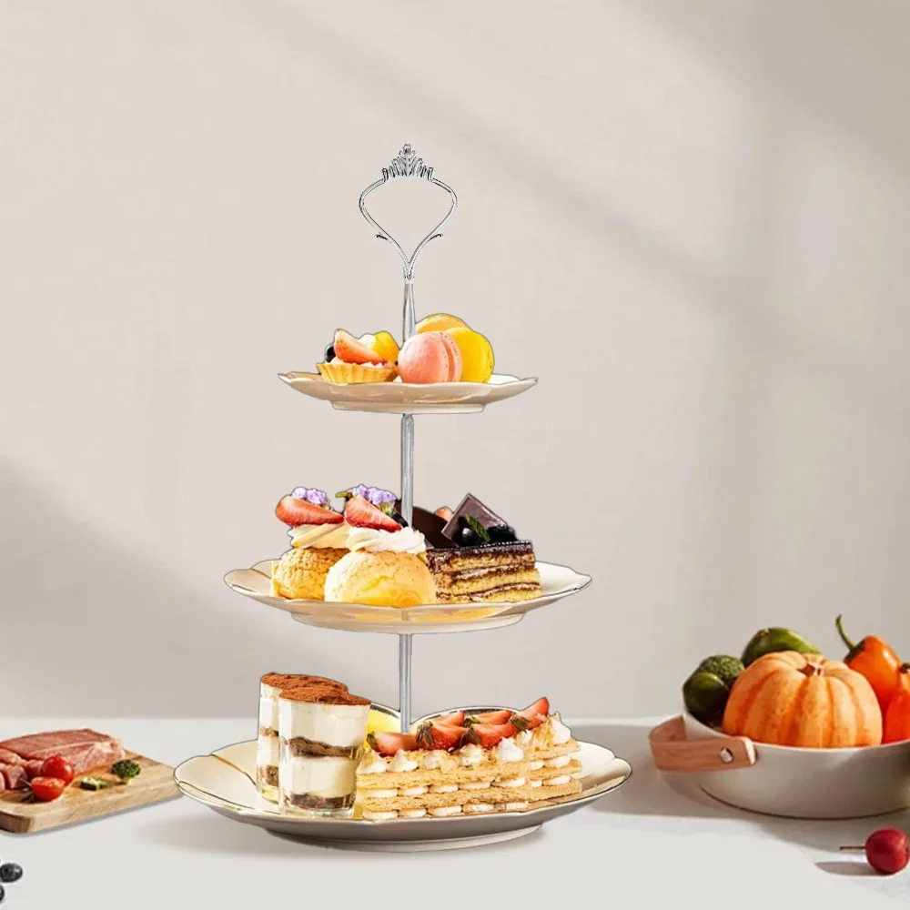 Zinc Alloy Cake Stands 2 Tiers 3 Tier Threaded Rods Cupcake Display Holder Spacer Washers Crown Handle Tiered Tray Hardware