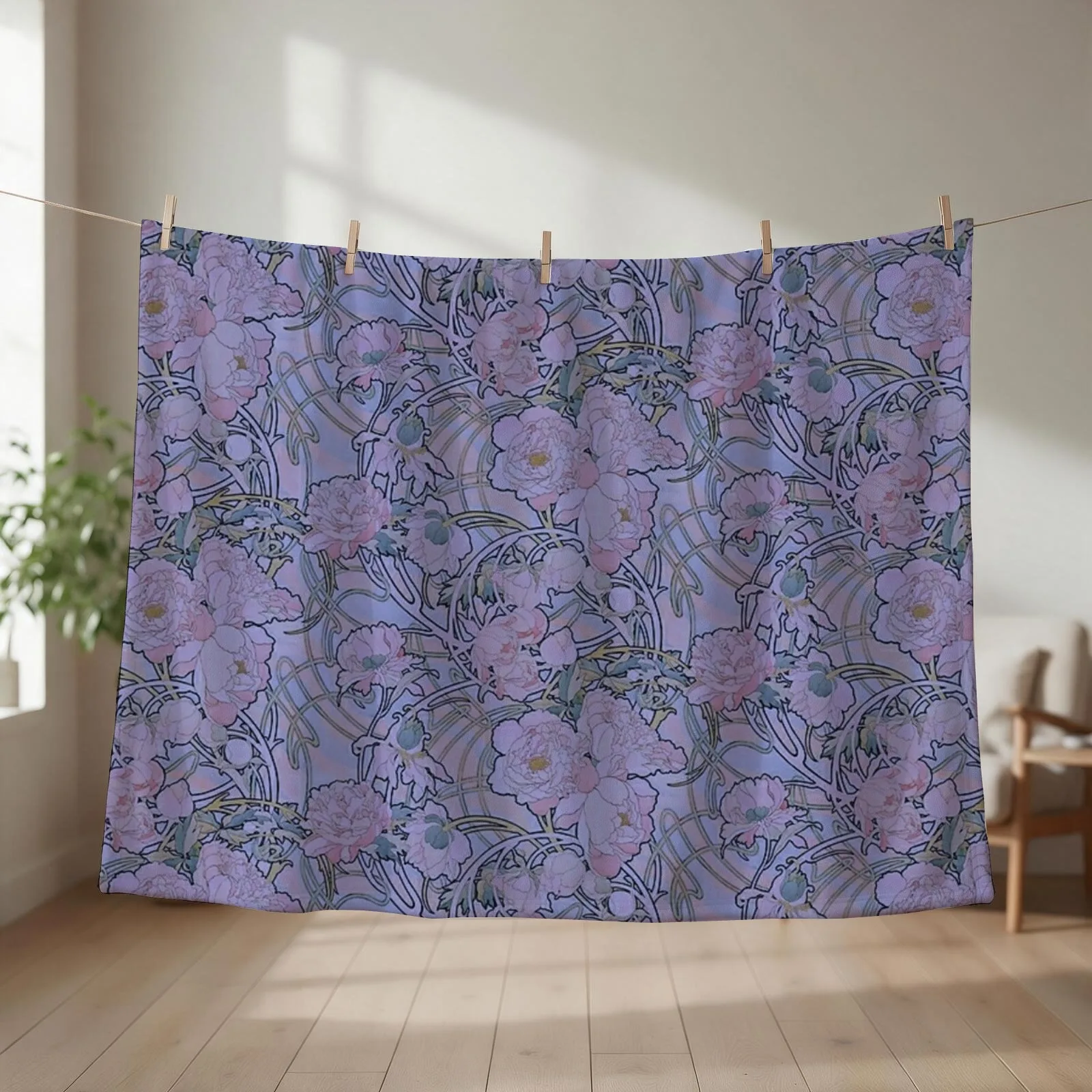 New Alphonse mucha - flowers,N?07. Throw Blanket Sofas Camping Soft Plush Plaid Hair Blankets