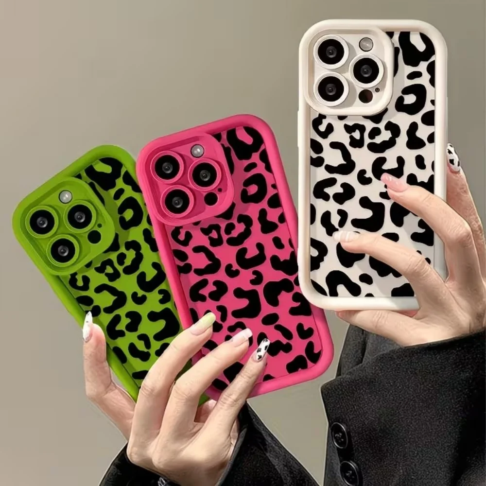 Trendy Black Leopard Print TPU Frosted Phone Case For iPhone 17 16 15 14 13 12 11 Pro Xs Max Plus Air Mini XR X 17e 16e Cover