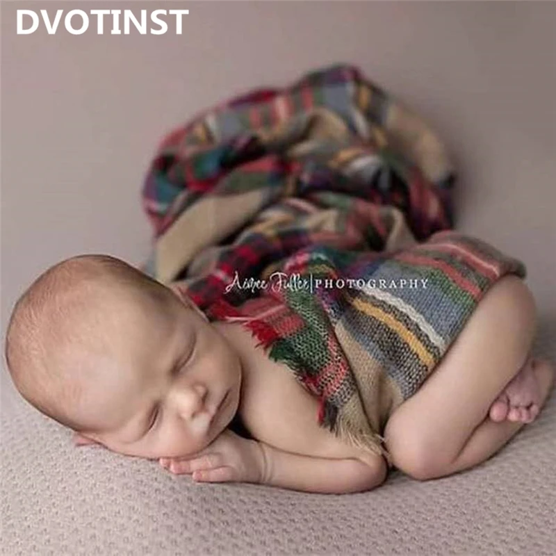 Newborn Photography Props for Baby Christmas Xmas Plaid Blanket Wraps Hat Studio Shoots Accessories Fotografia Photoshoot Props