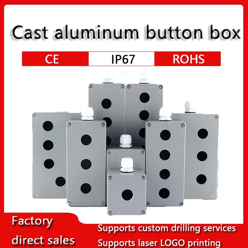 

IP67 Waterproof Explosion-proof Junction Box Cast Aluminum Enclosure Case Electrical project Box Push Button Switch Box 22mmHole