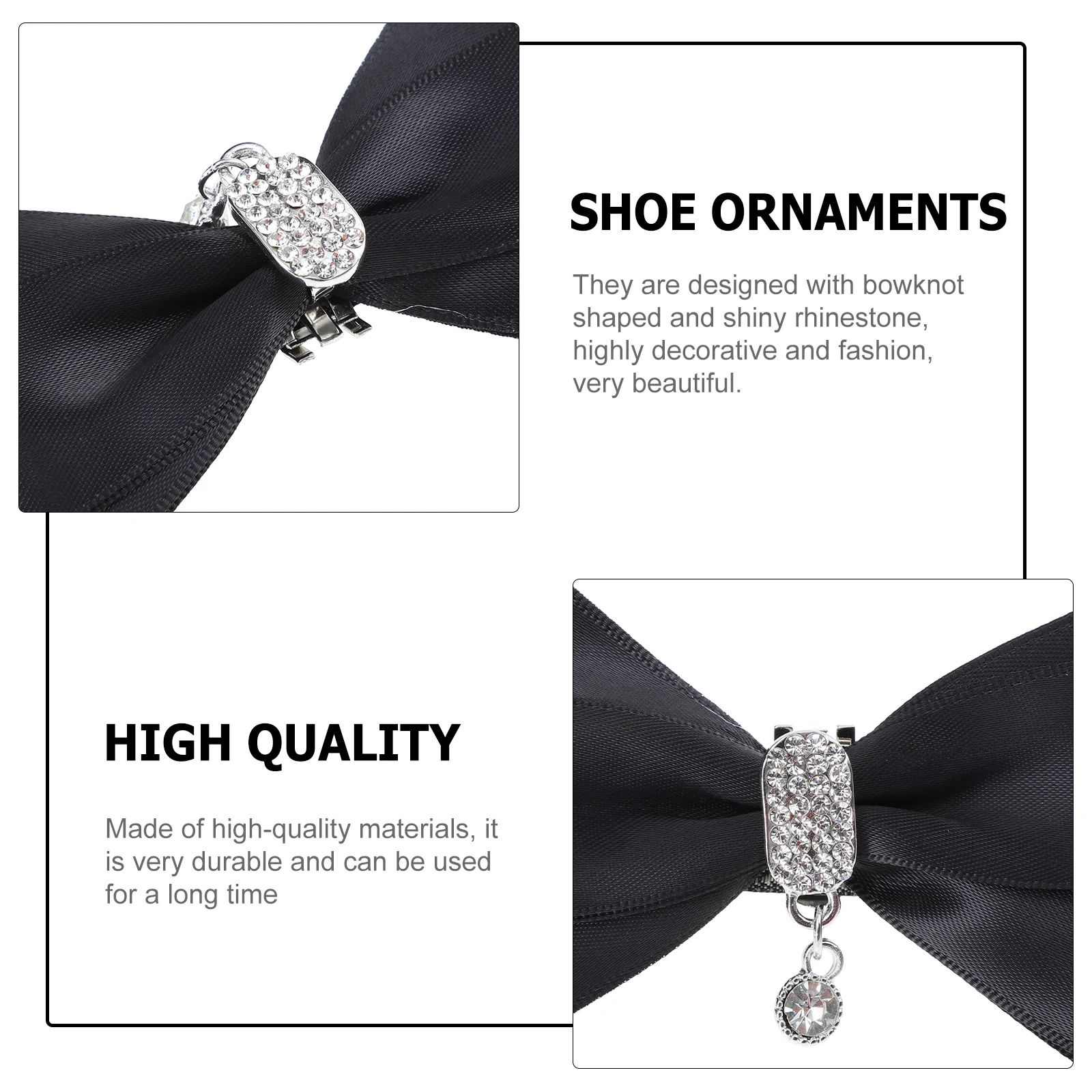 

1 Pair Wedding Shoe Flower Detachable Bowknot Rhinestone Decorative Shoe Buckles High Heel Button Adornments Bride Clips Party
