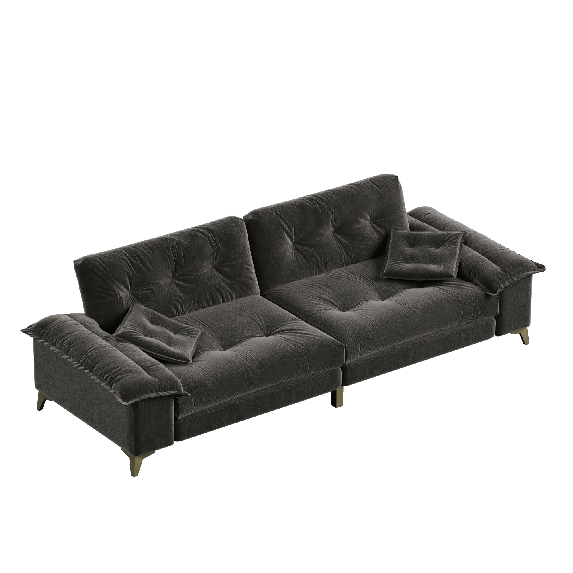 

104.7 Inch Modern 4 Seat Cloud Sofa With Wide Removable Armrests Tufted Sofa With Metal Legs for Living Room Bedroom