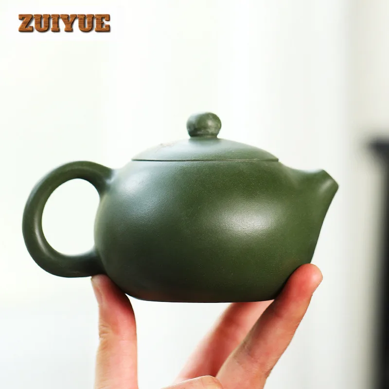 240ml Yixing Purple Clay Teapots Handmade Clay Painting Xishi Pot Raw Ore Emerald Green Mud Tea Maker Kettle Zisha Tea Set Craft