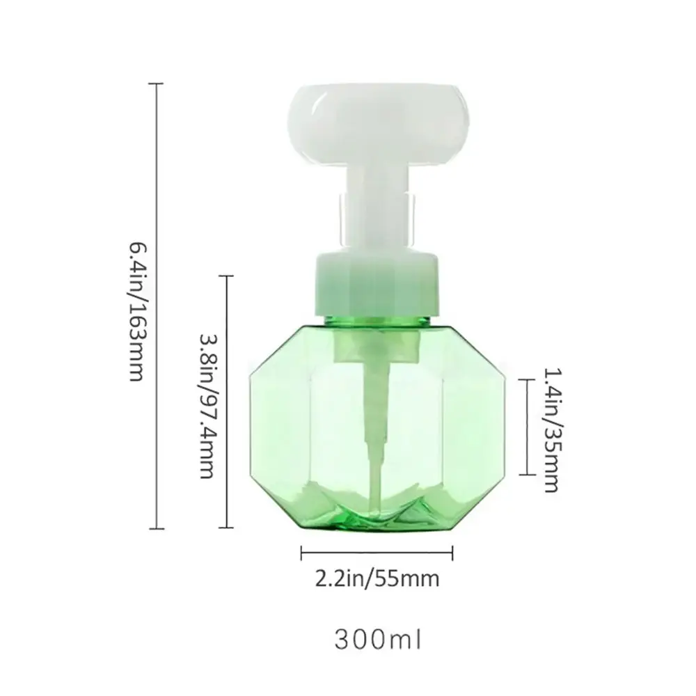 New Plastic Soap Dispenser 300ml Transparent Refillable Containers Flower-shaped Liquid Foam Pump Bottle