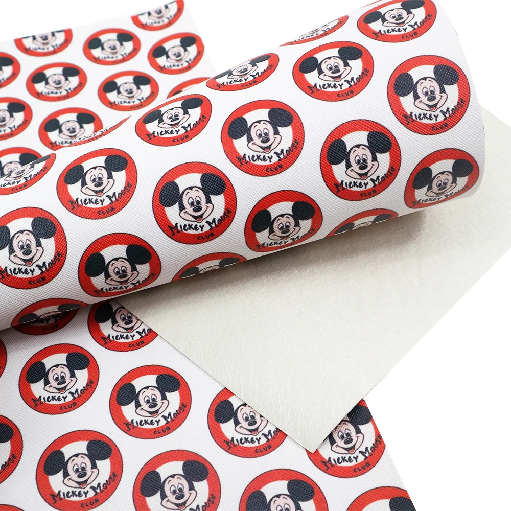 Disney Mickey Minnie 20*33cm Faux Leather Sheets Cartoon Synthetic Leather Fabric 20x33cm for DIY Earrings Hair Bows Pouches