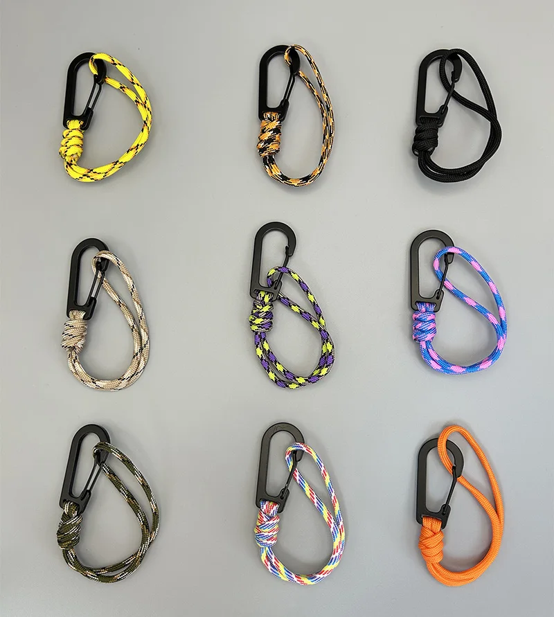 Geflochtenes Paracord-Schlüsselband für Outdoor-Camping-Rucksack mit Schnellverschluss-Karabinerhaken, Anti-Verlust-Handgelenkschlaufe, Wander-EDC-Werkzeug – Detail 3