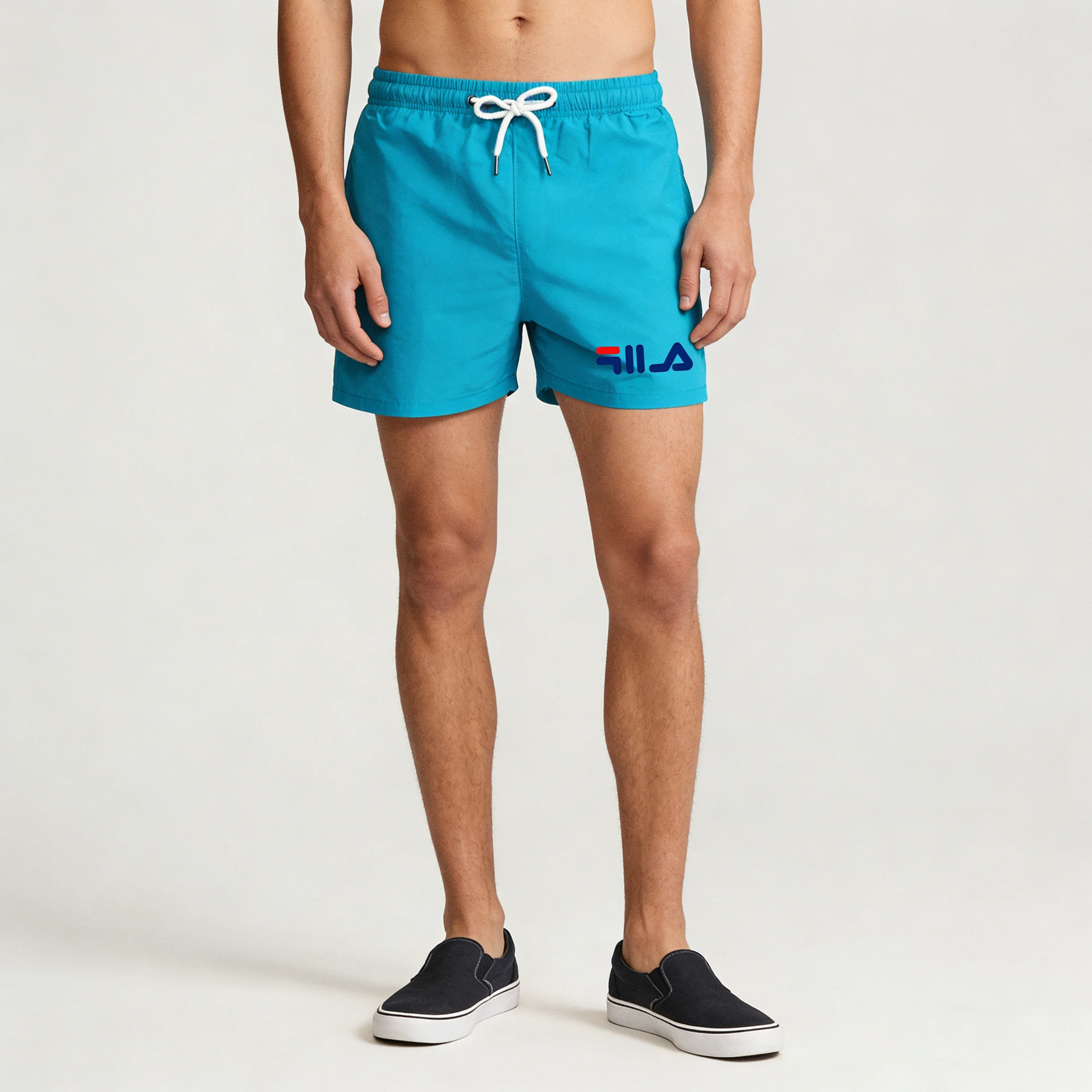 New Men's Quick Drying Beach Shorts, Fitness Shorts, Casual Sports Men's Trendy Beach Flat Corner Swim Trunks