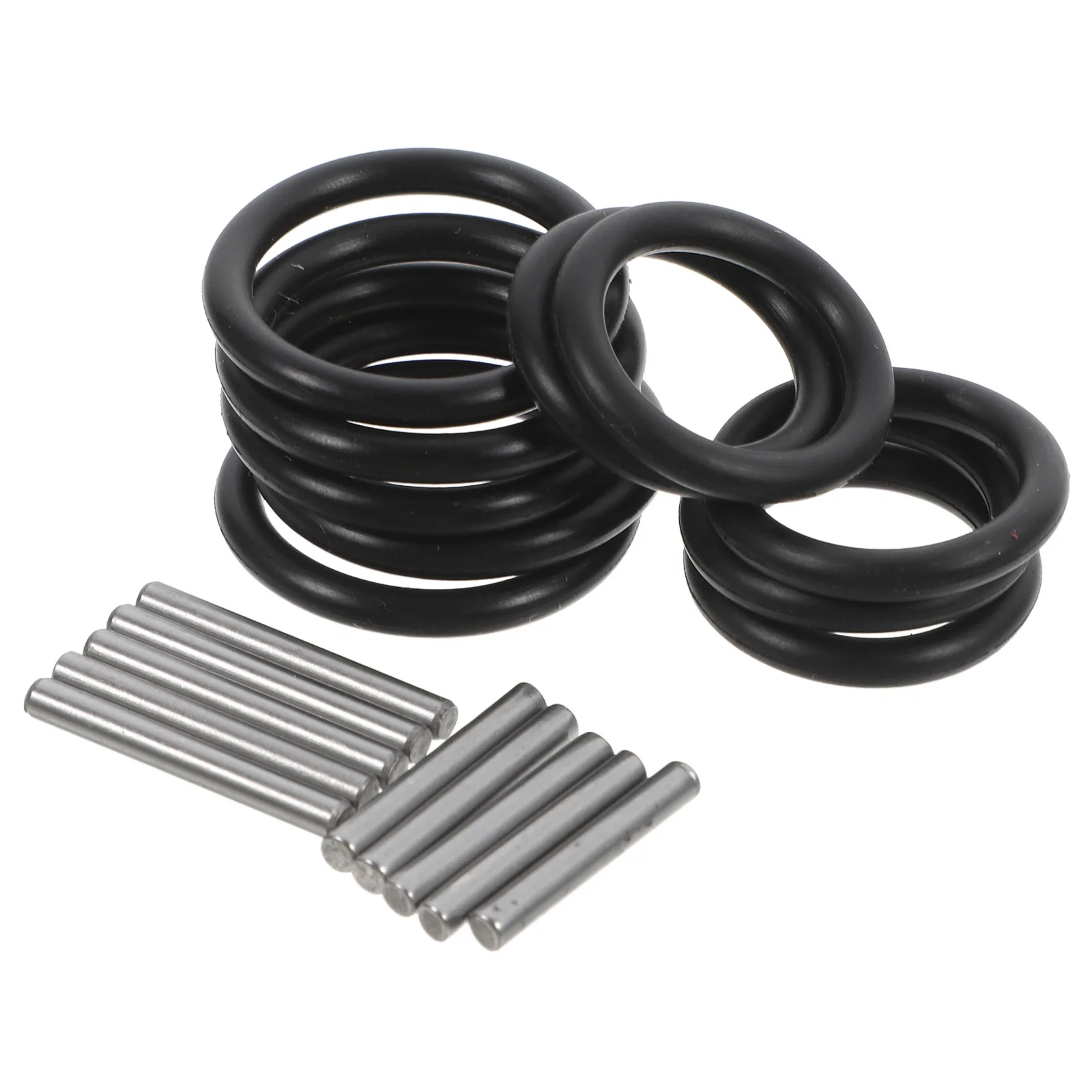 Zestaw 10 pierścieni ustalających do kluczy udarowych, zestaw kołków ustalających, czarne gumowe uszczelki, zestaw pierścieni uszczelniających do wymiany.