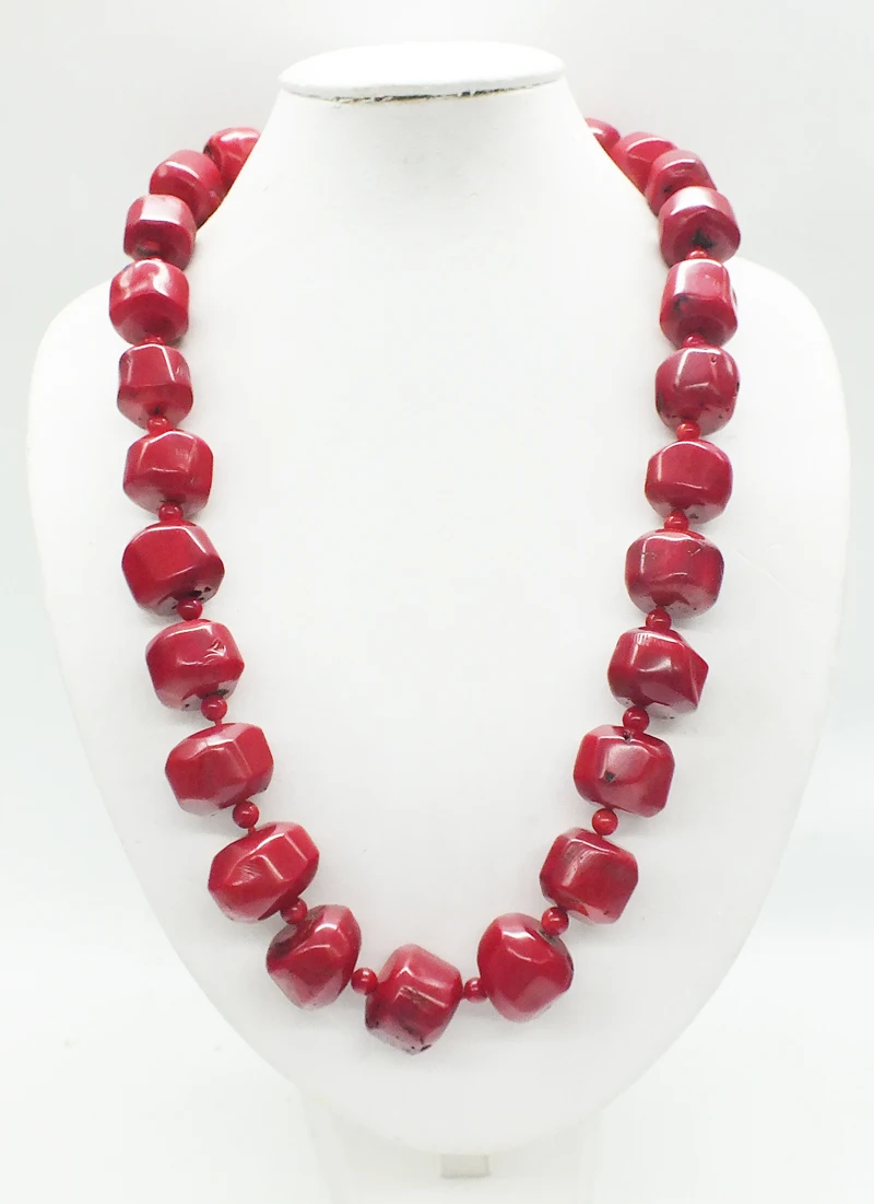 

Unique ! Classic African groom wedding necklace. 22MM huge natural red coral necklace 25"